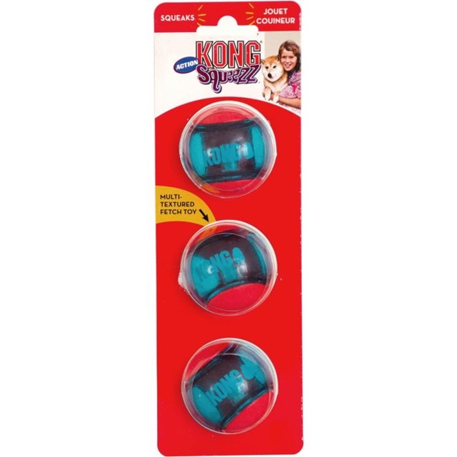 Kong Squeezz Actionball Red M 3-Pack